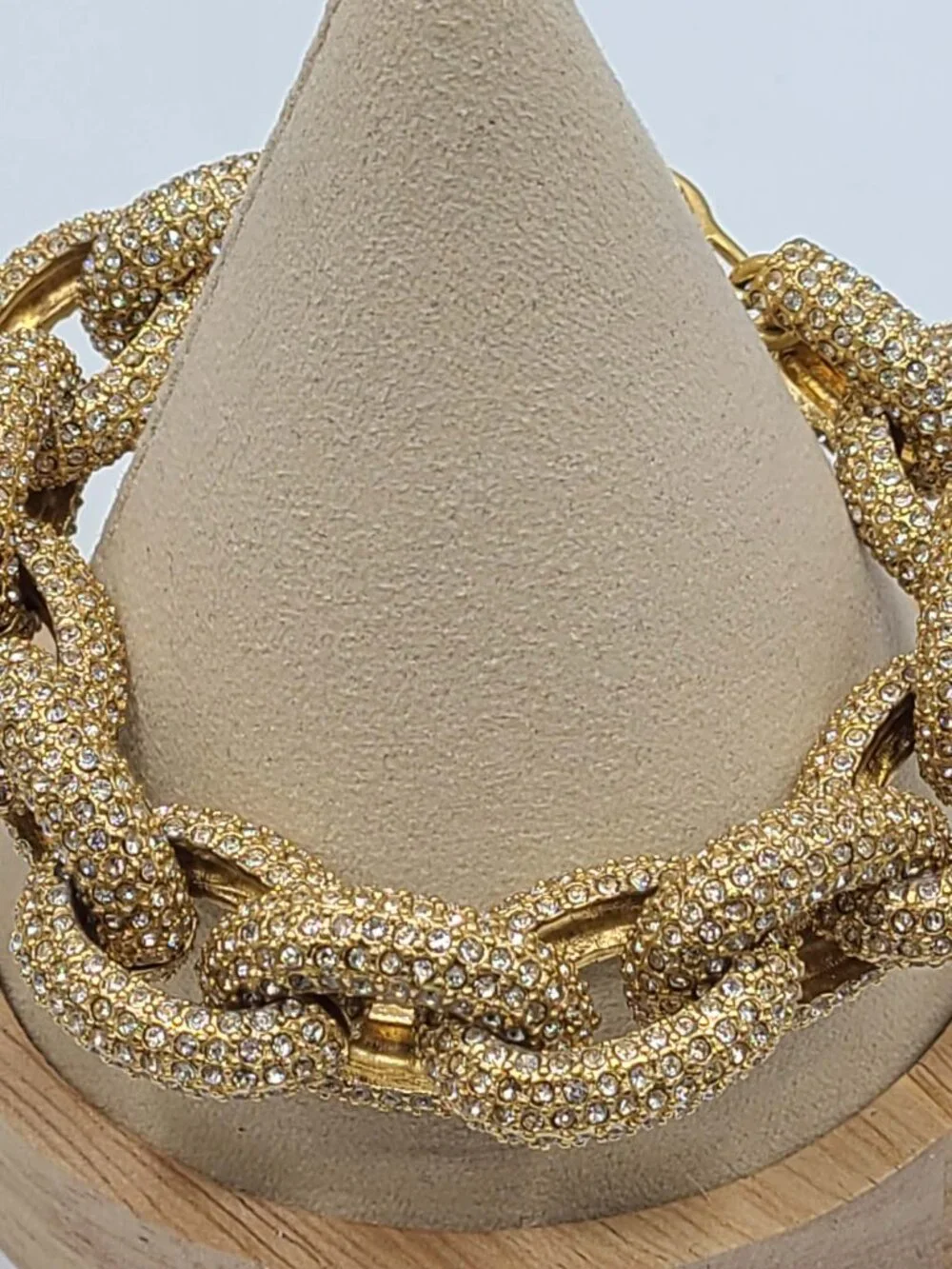 J Crew Chunky Gold Tone Pave Bracelet Like New